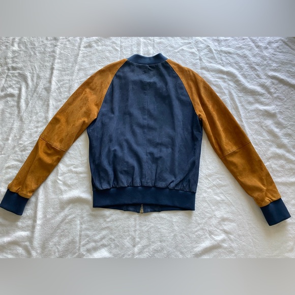 Ami Alexandre Mattiussi Blue And Brown Suede Bomber Jacket Men’s M/L - Picture 11 of 15